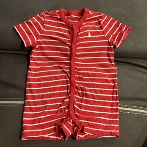 Ralph Lauren 6 month red and white striped onesie
